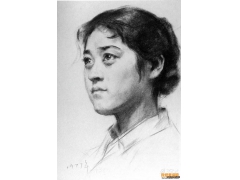 女青年頭像--靳尚誼素描作品