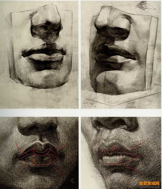 嘴素描畫法