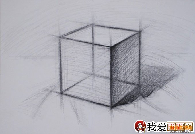 石膏立方體素描教程:立方體結(jié)構(gòu)明暗素描繪畫步驟06