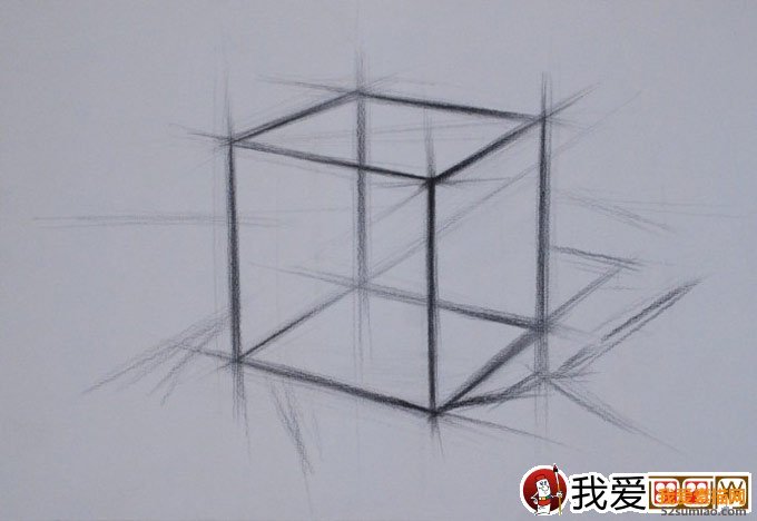 石膏立方體素描教程:立方體結(jié)構(gòu)明暗素描繪畫步驟05