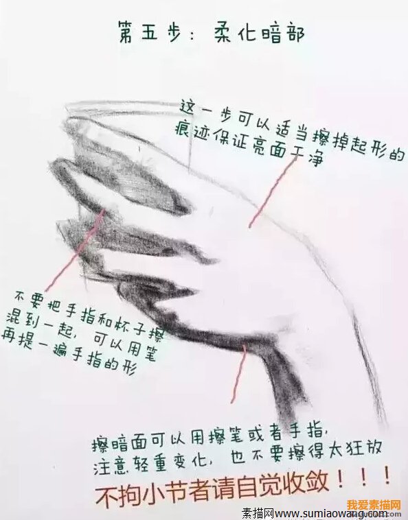 手的畫(huà)法，調(diào)整明暗關(guān)系。