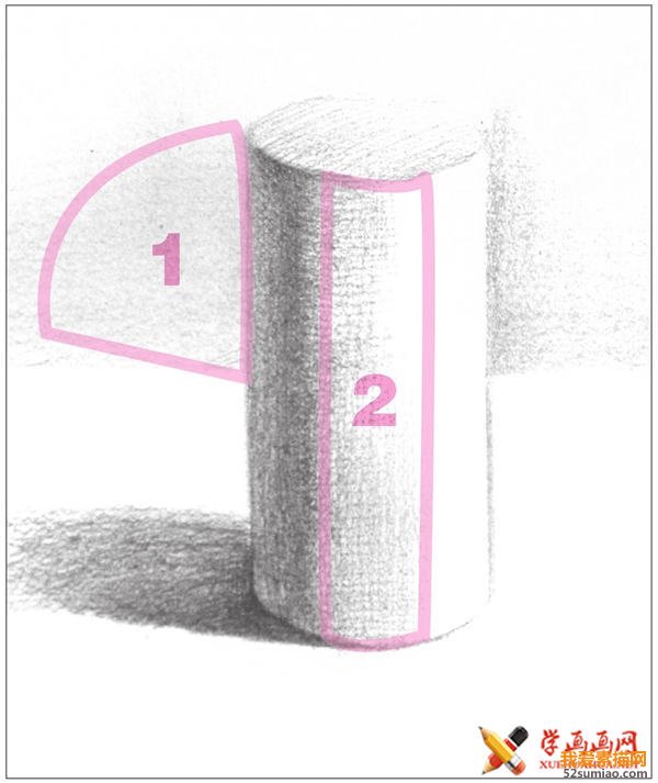 素描入門(mén)教系列程：素描幾何體圓柱體的畫(huà)法步驟(9)