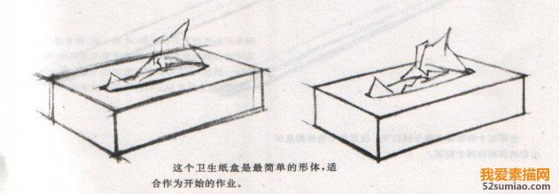 這個衛(wèi)生紙盒是最簡單的立方體,適合開始的繪畫練習