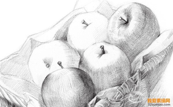 素描蘋(píng)果籃步驟