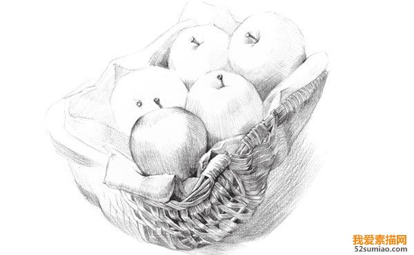 素描蘋(píng)果籃教程