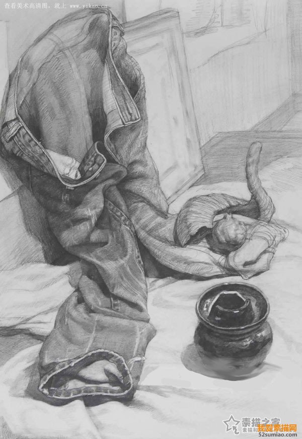素描牛仔褲